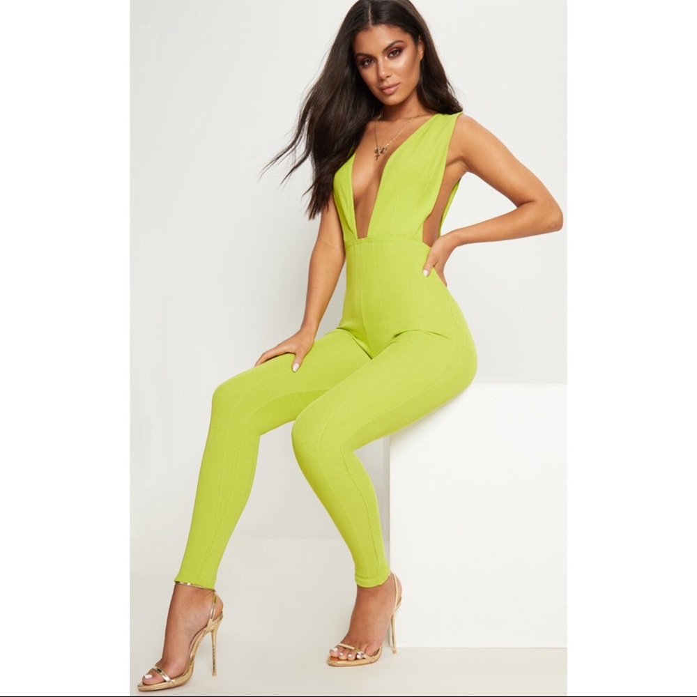 Lime green jump suit